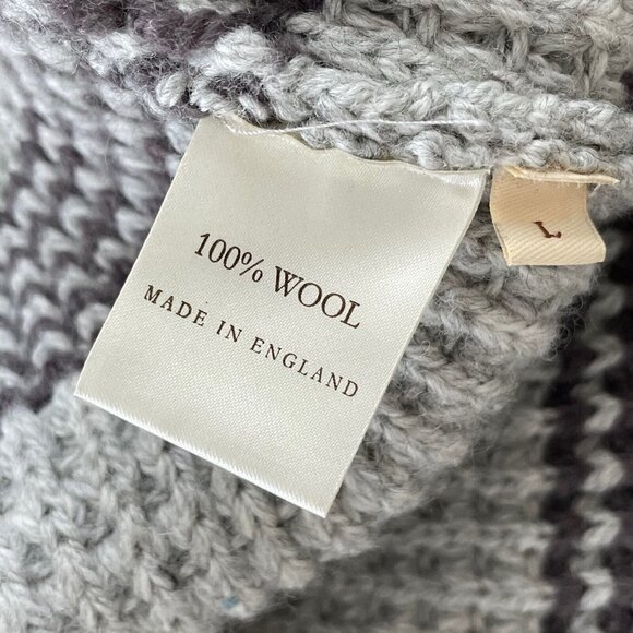 Celtic & Co Mens Gray Wool Shawl Collar Sweater Sz L Chunky Knit Made in England - Picture 6 of 6